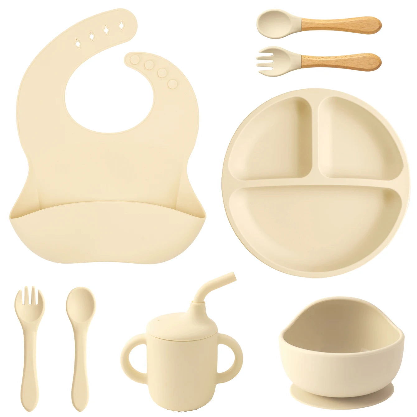 Beach Sand 8-piece silicone feeding set