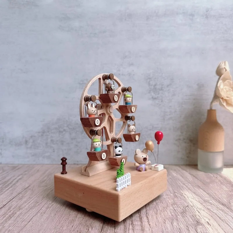 Wooden Bear Ferris Wheel Music Box – Wind-Up Clockwork | Oliver & Company Montessori Toys