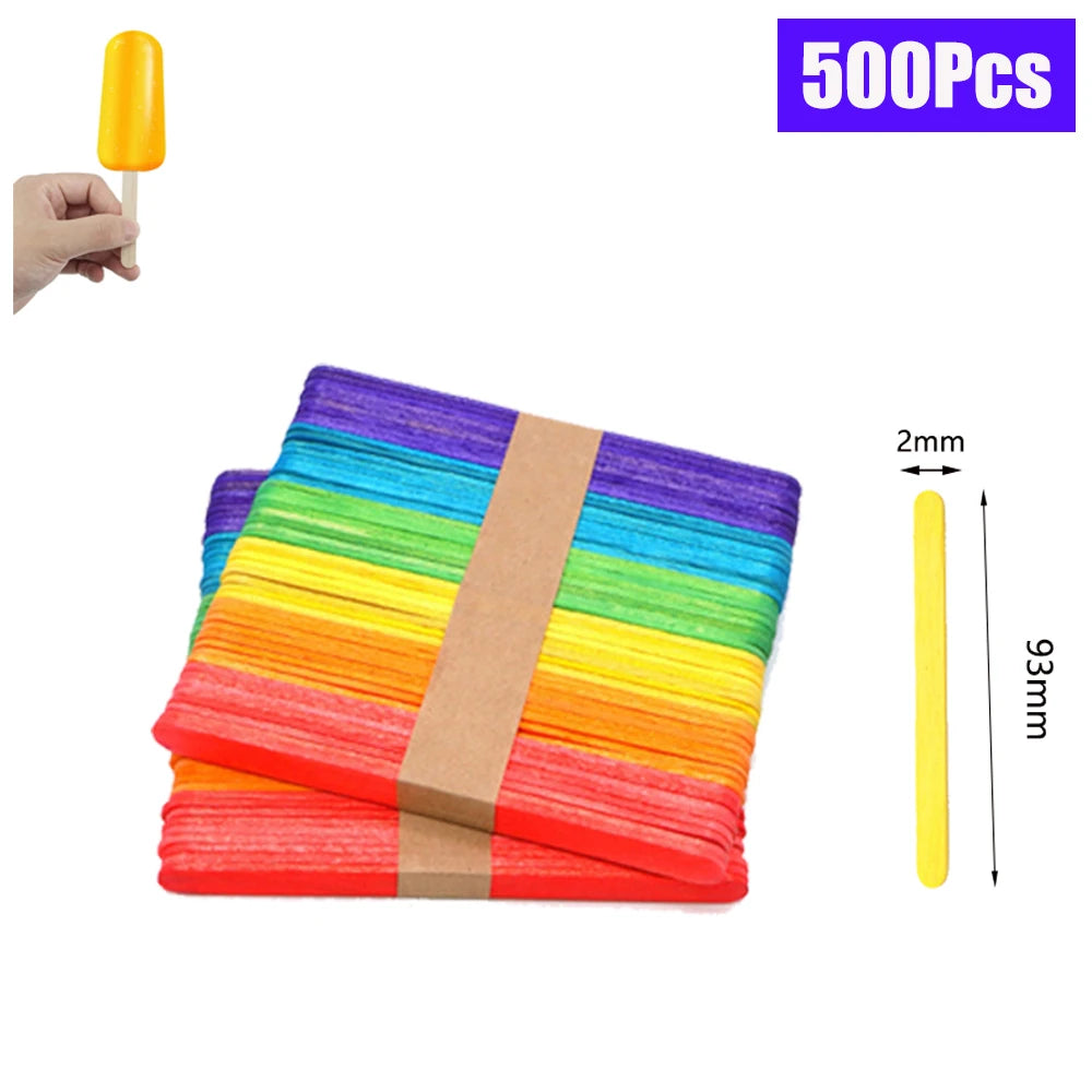 Natural Wooden and Colored Popsicle Sticks | Oliver Montessori