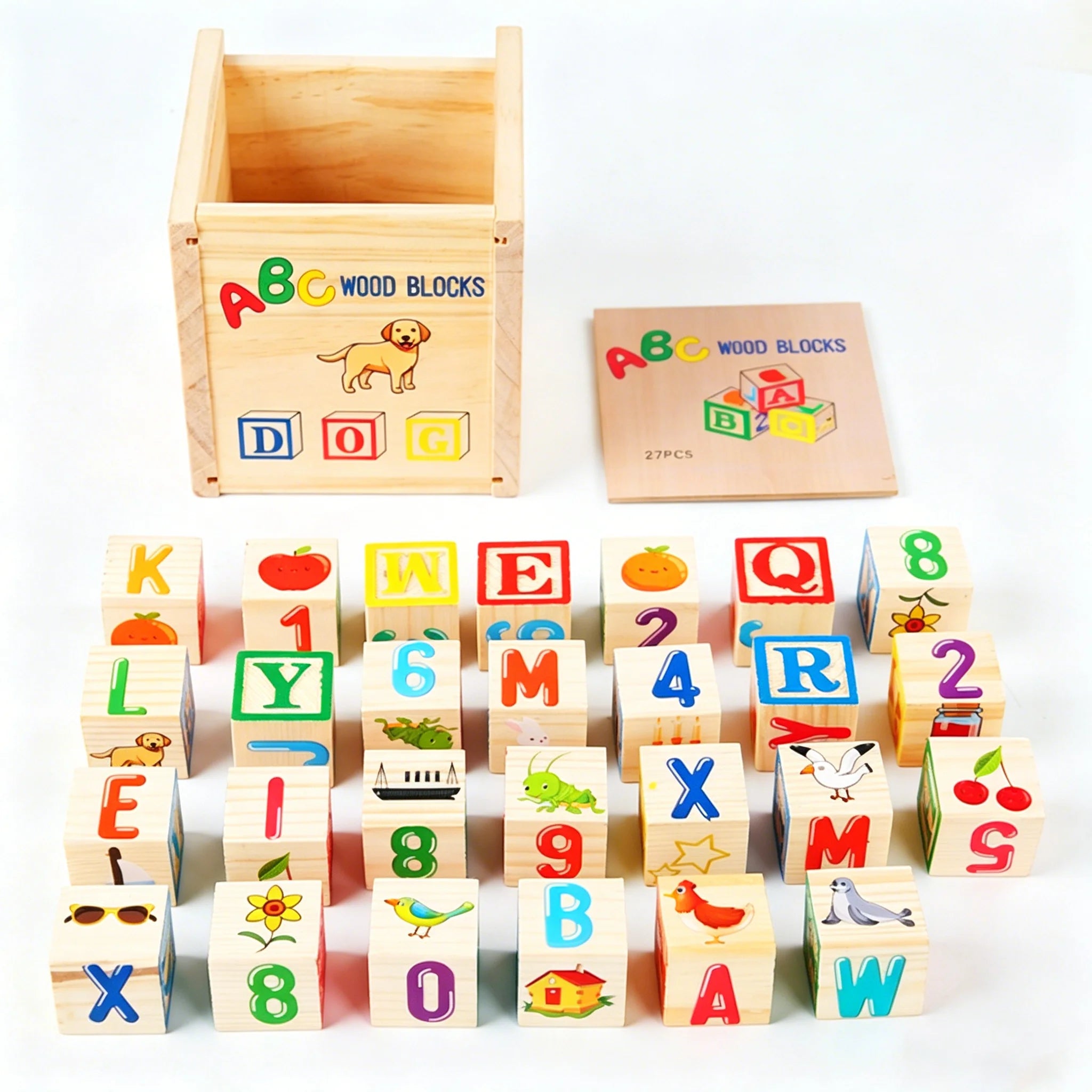 Wooden ABC Alphabet Blocks with Flashcards - Oliver & Company