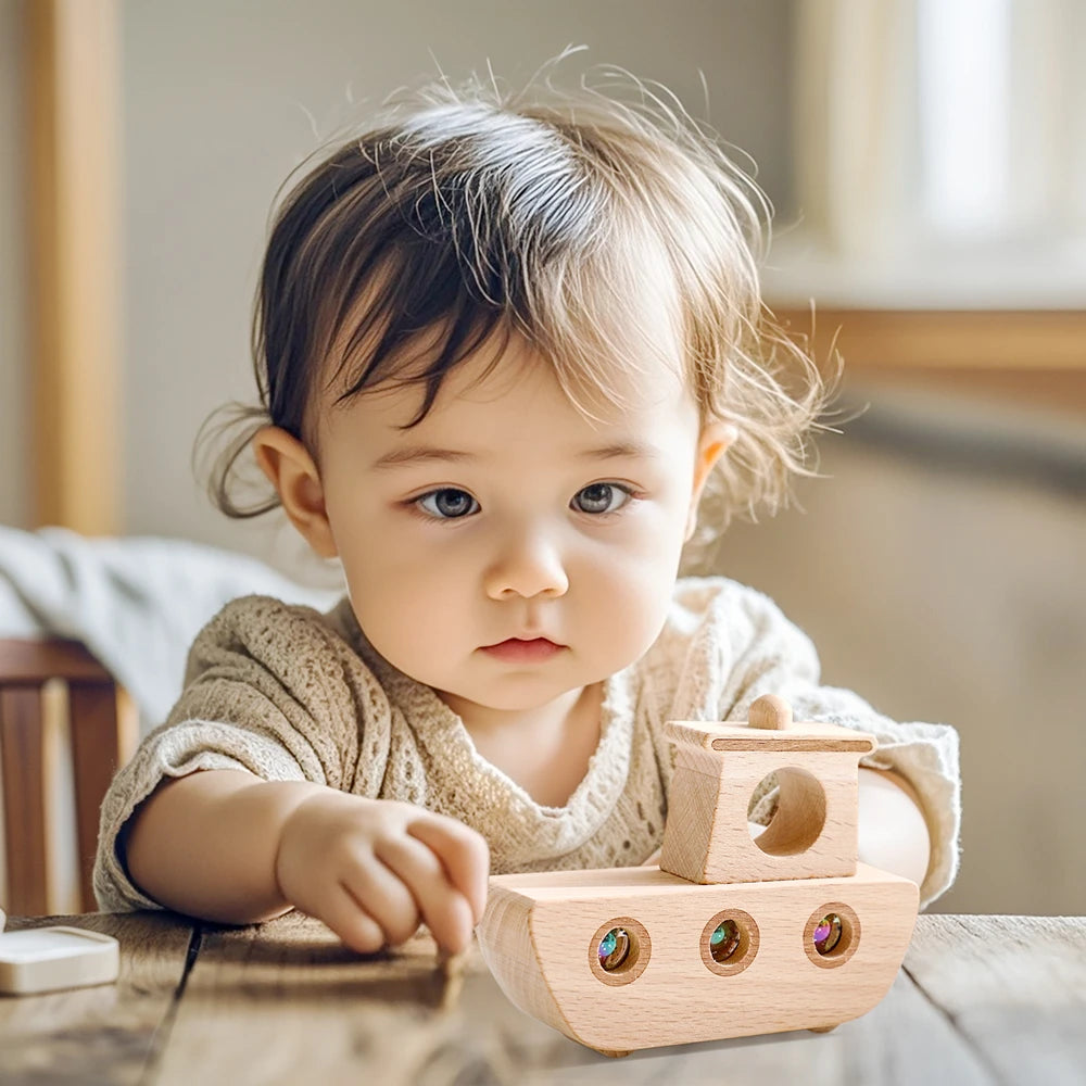 Montessori Wooden Kaleidoscope Boat Toy | Oliver and Company