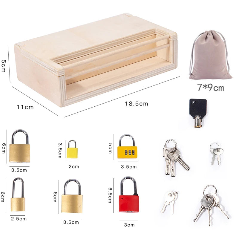 Wooden Lock & Key Toy – Montessori Fine Motor Skills