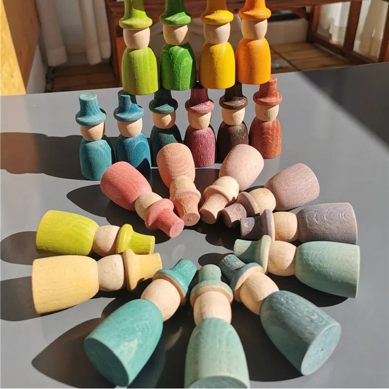 Wooden Peg Dolls with Top Hats