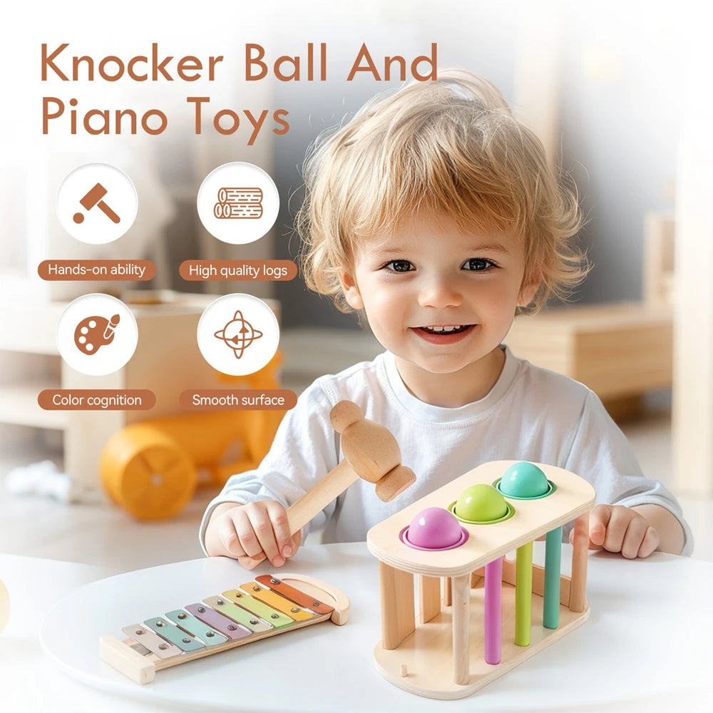 Wooden Pound and Xylophone Ball Set for Babies and Toddlers