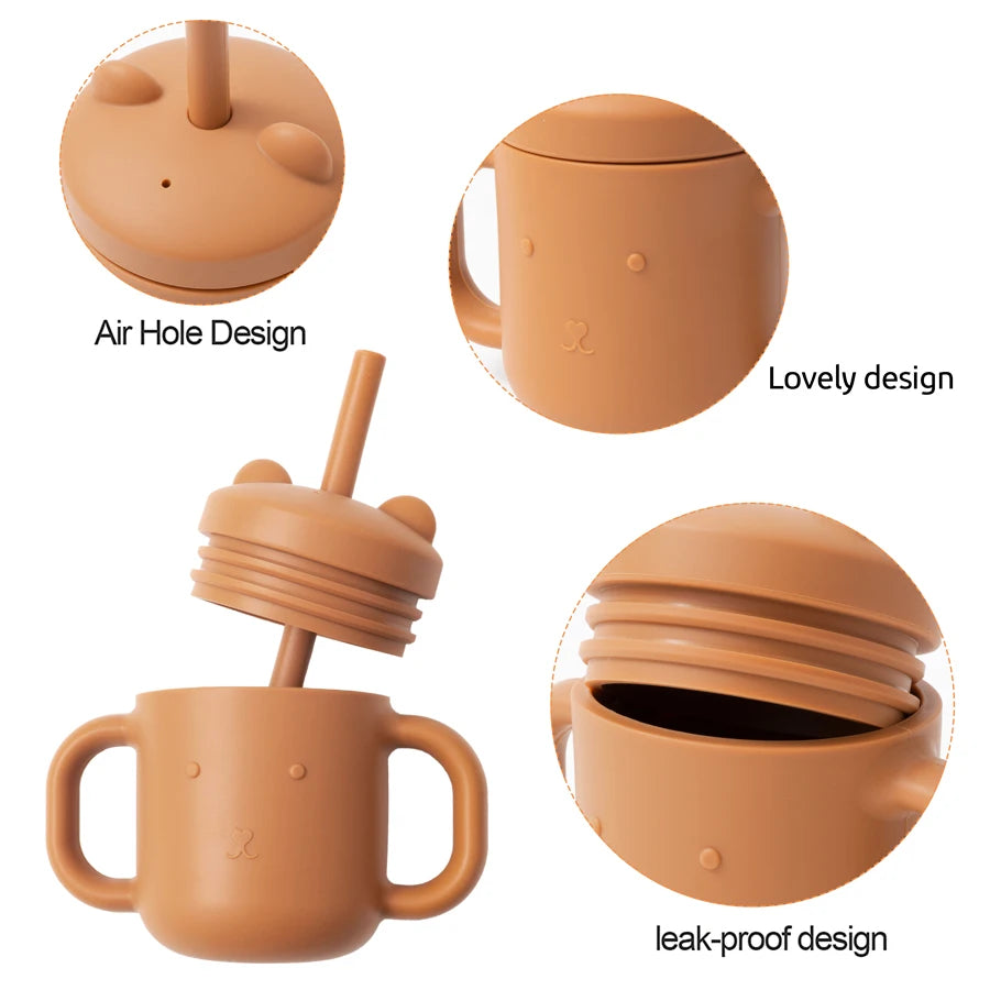 Bear cup lid features: air hole and leak-resistant screw lid