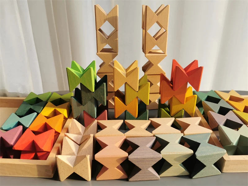 Montessori Wooden Stacking Butterfly Blocks: Educational Play for Kids