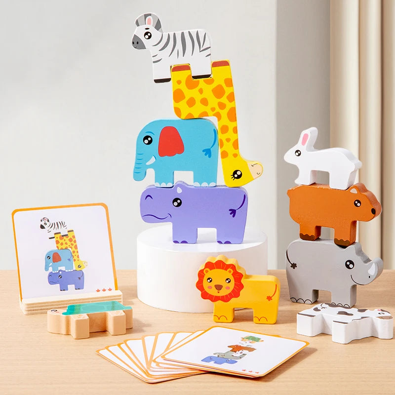 Wooden Animal Stacking Block Game | Montessori Toy Ages 3-6
