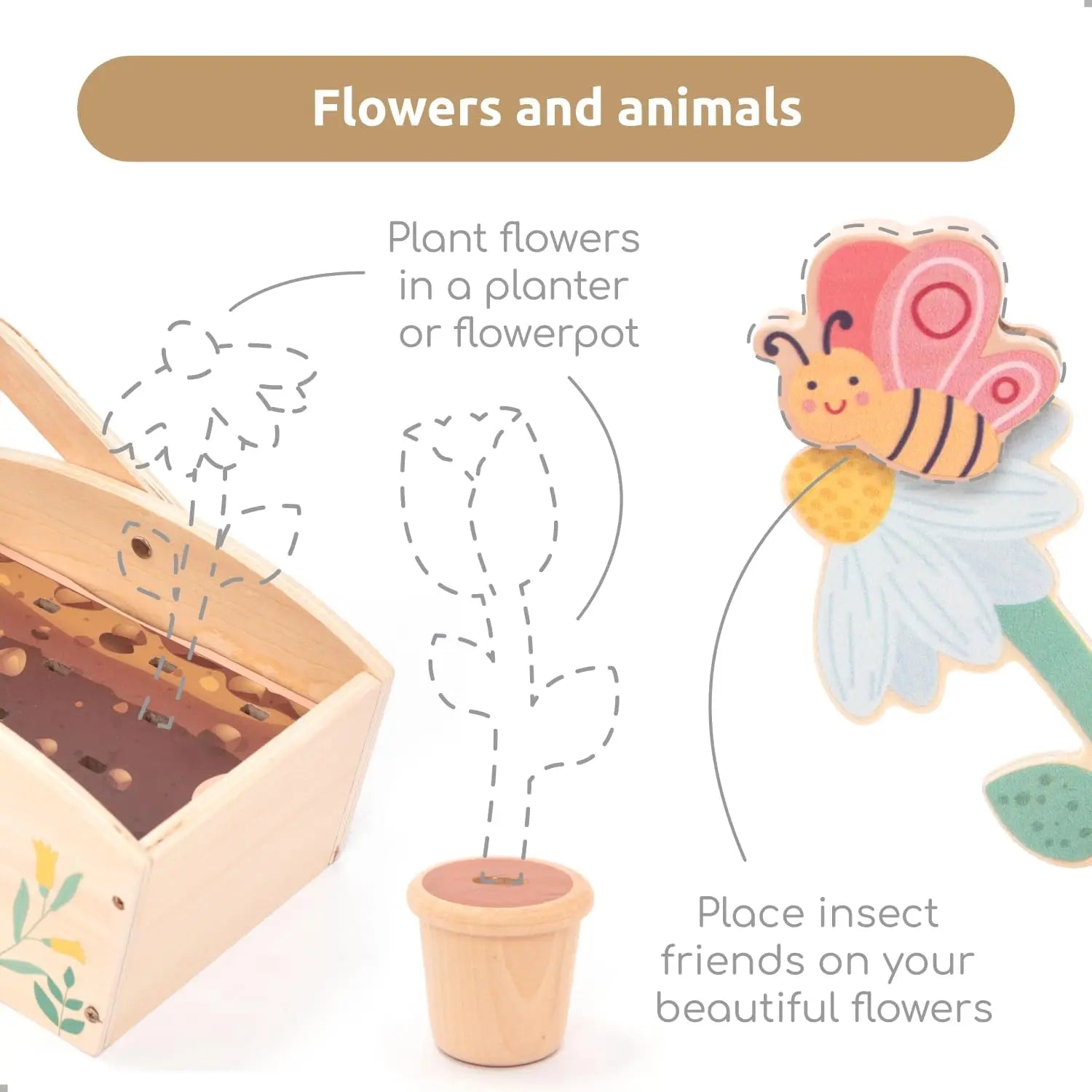 Wooden Garden Play Set – Montessori Pretend Play Toy Ages 3-6