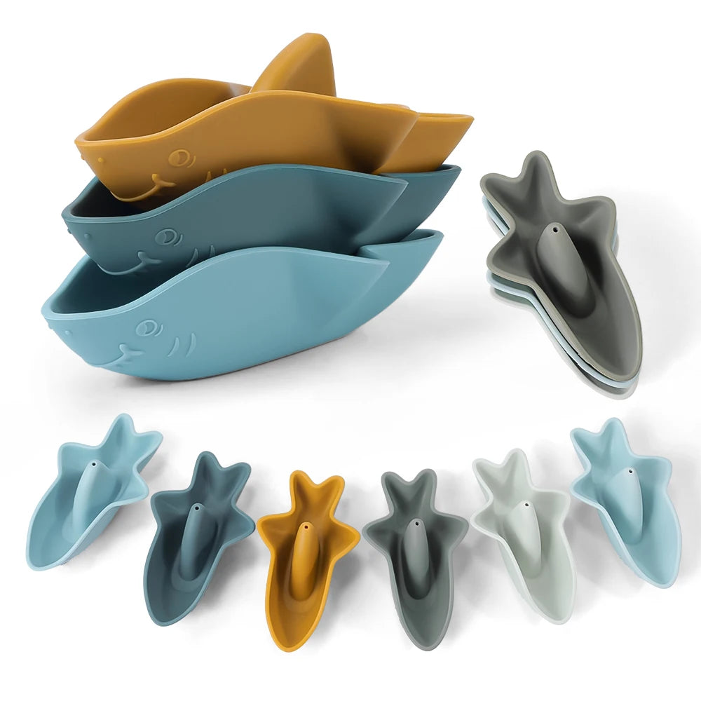Silicone Stacking Boat Bath Toy Set | Oliver Montessori Toys
