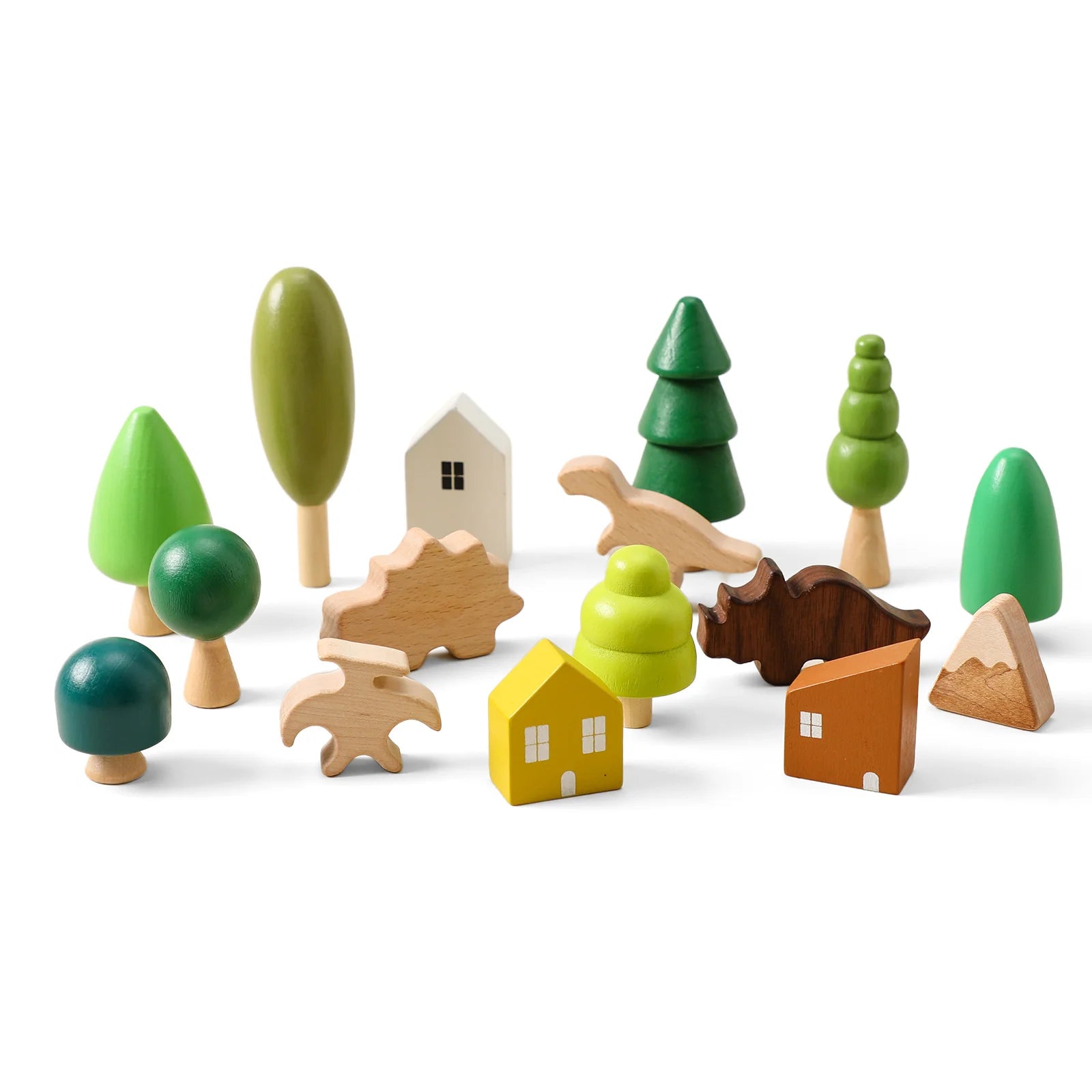Wooden Forest Trees and Tiny Houses