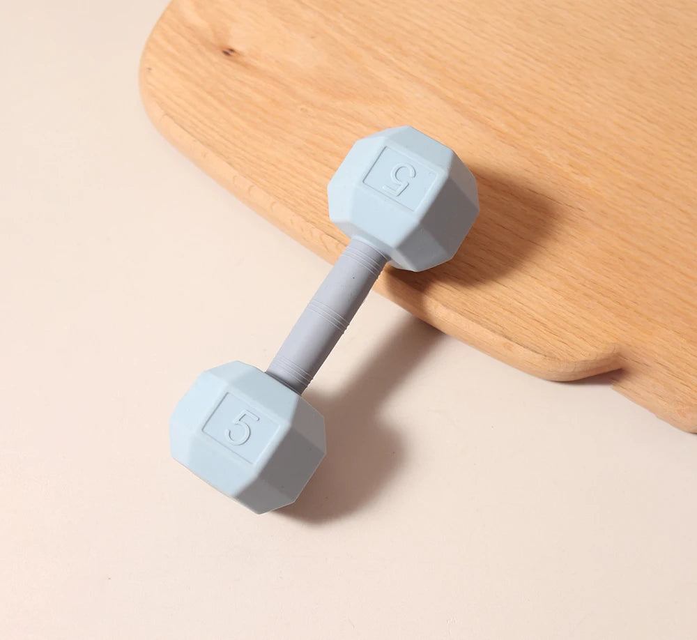 Silicone Barbell Baby Teether Rattle | Oliver Montessori Toys
