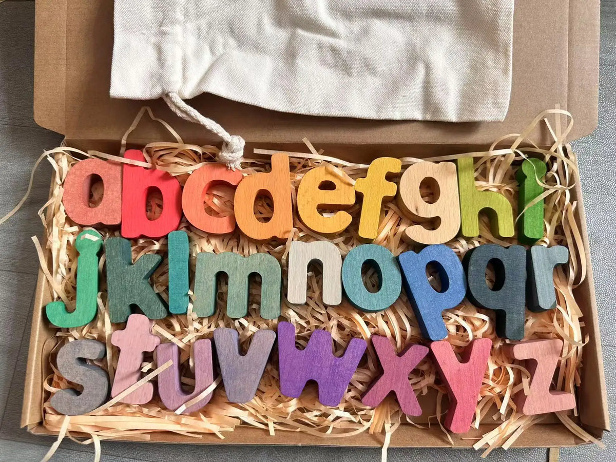 Wooden Rainbow Alphabet & Number Puzzles