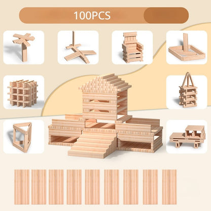 Natural Wooden Building Blocks Construction Set