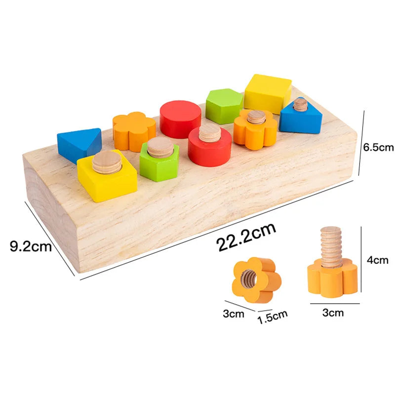 Nut & Bolt Geometric Screwing Blocks | Oliver Montessori