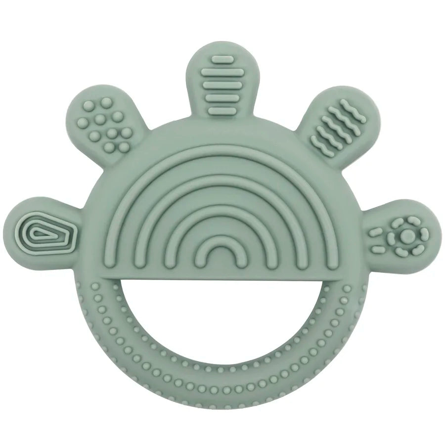Sage rainbow sun silicone teether