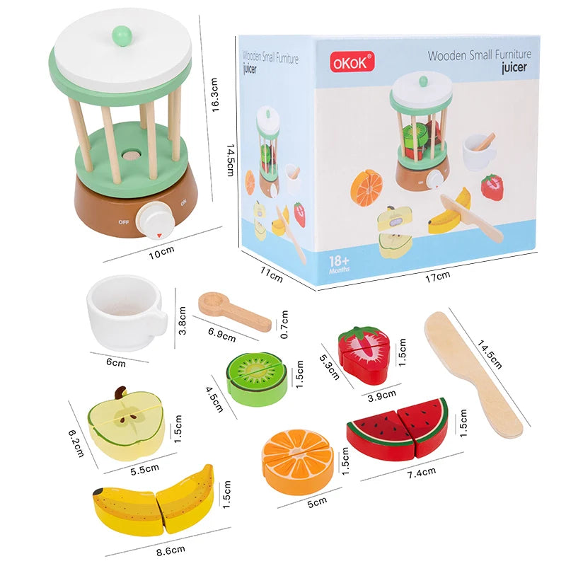 Green Wooden Kitchen Appliance Pretend Play Set for Kids