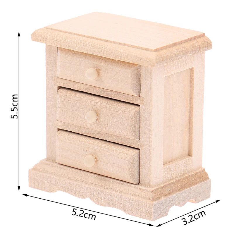 Wooden nightstand with dimensions labeled on a white  Oliver Montessori Toys