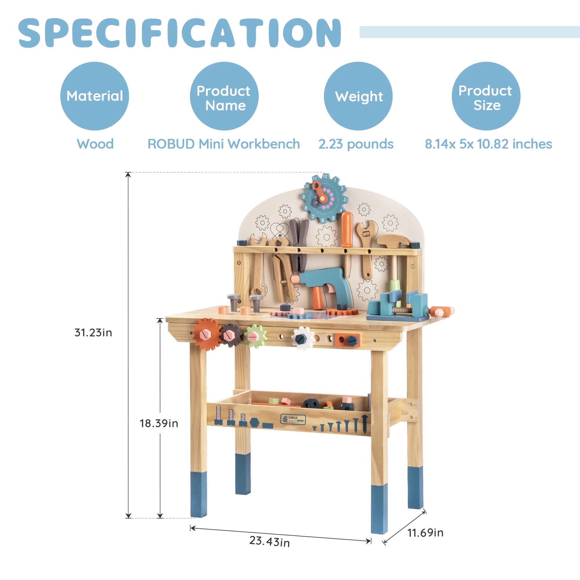 Wooden Tool Bench Set - 41 Pieces