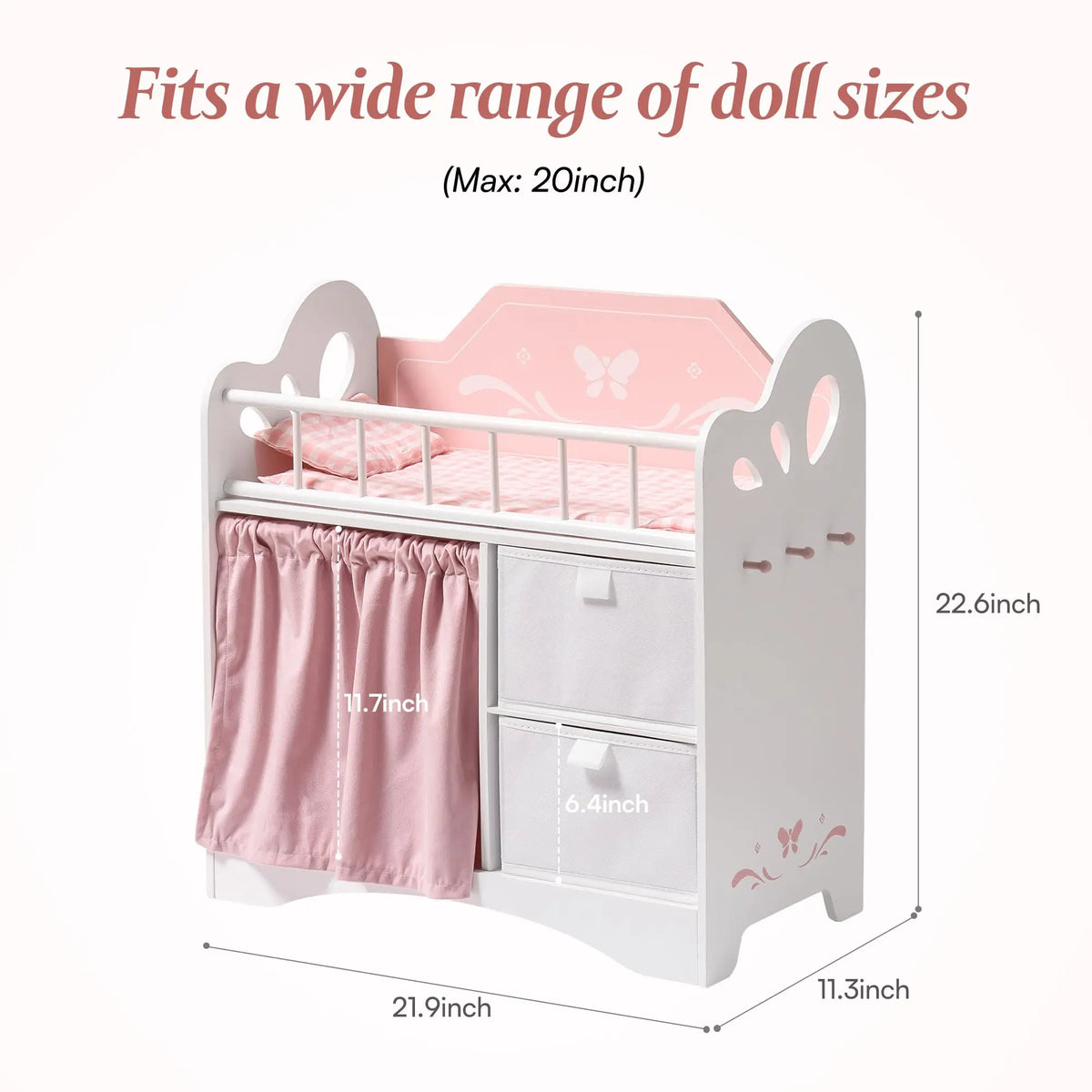 Wooden Baby Doll Bed with Storage