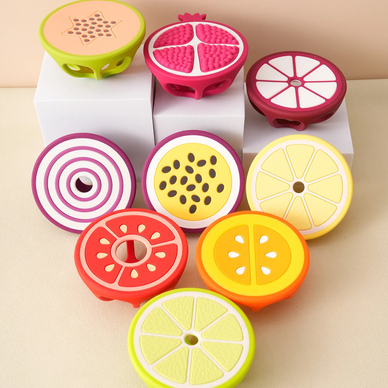 Fruit & Vegetable Silicone Baby Teether | BPA-Free Teething Toy | Oliver & Company Montessori Toys