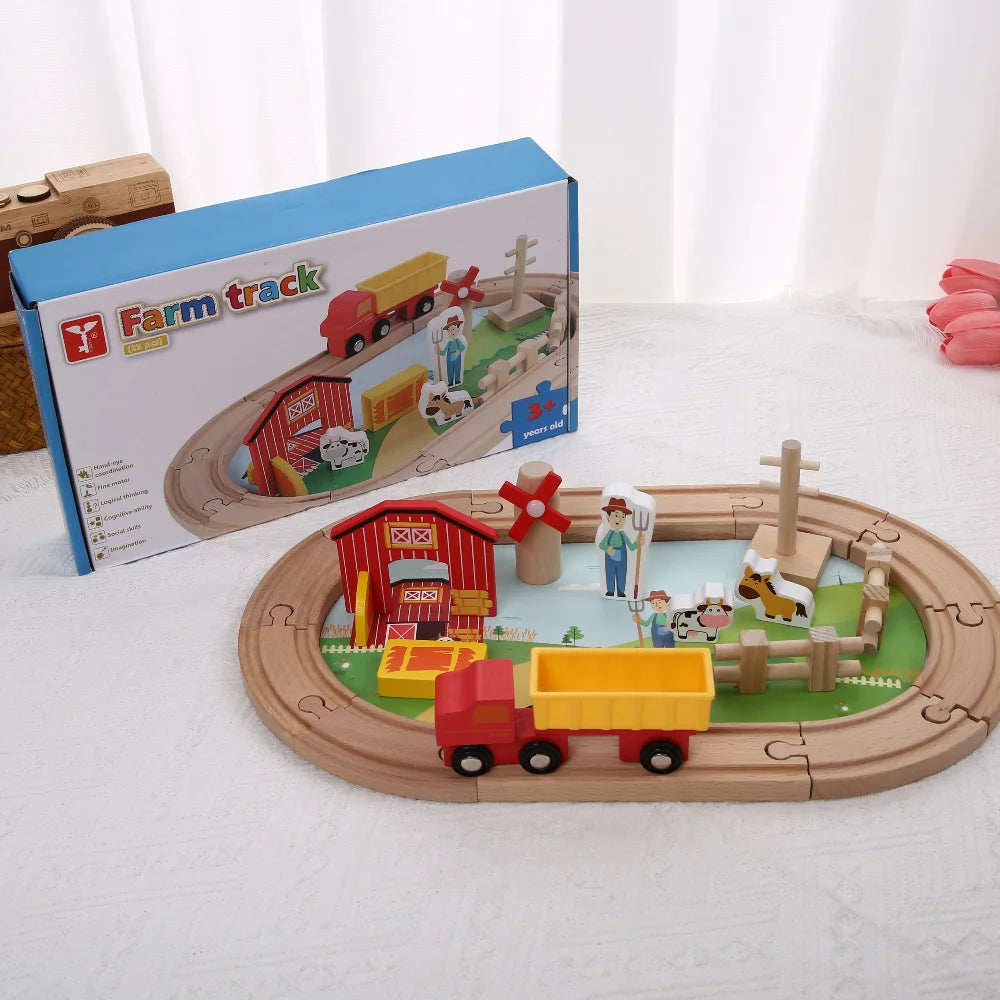 Wooden Farm Train Track Set