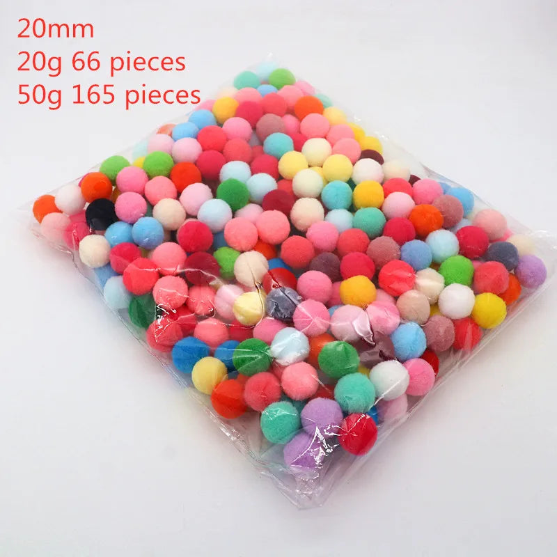 8-30mm Mixed High Elasticity Soft Pompoms for creative DIY crafts, featuring colorful, fluffy balls ideal for kids' projects and educational play.