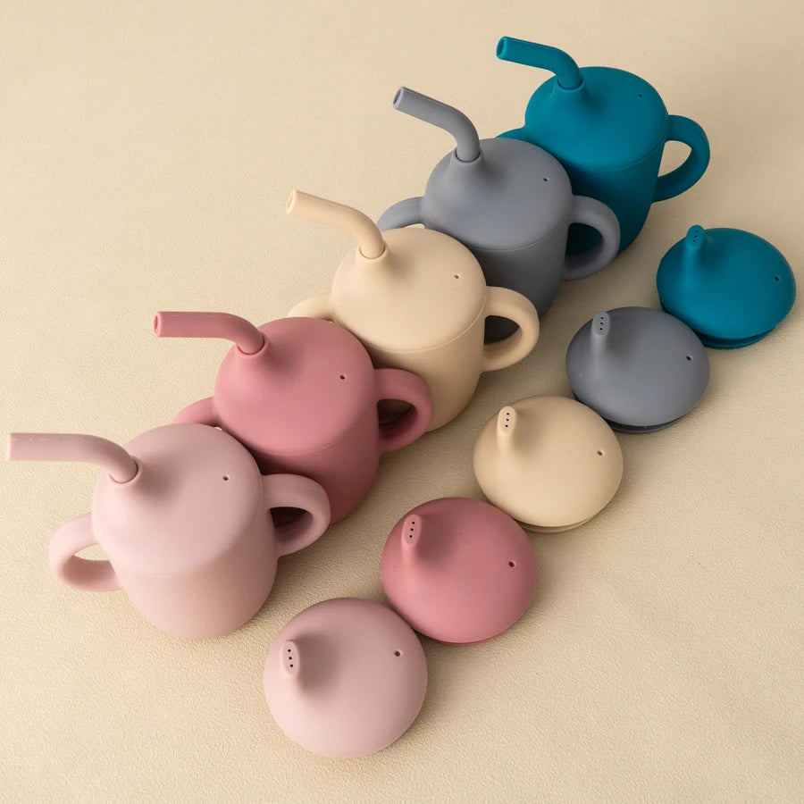 2-in-1 Baby Silicone Cup with Straw & Sippy Lid – BPA-Free