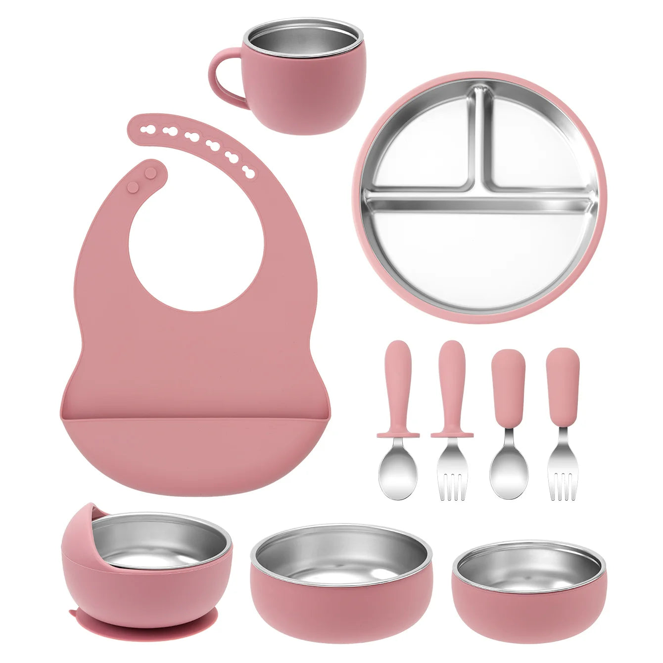 10-Piece Stainless Steel Silicone Baby Feeding Set | Oliver & Company Montessori Toys