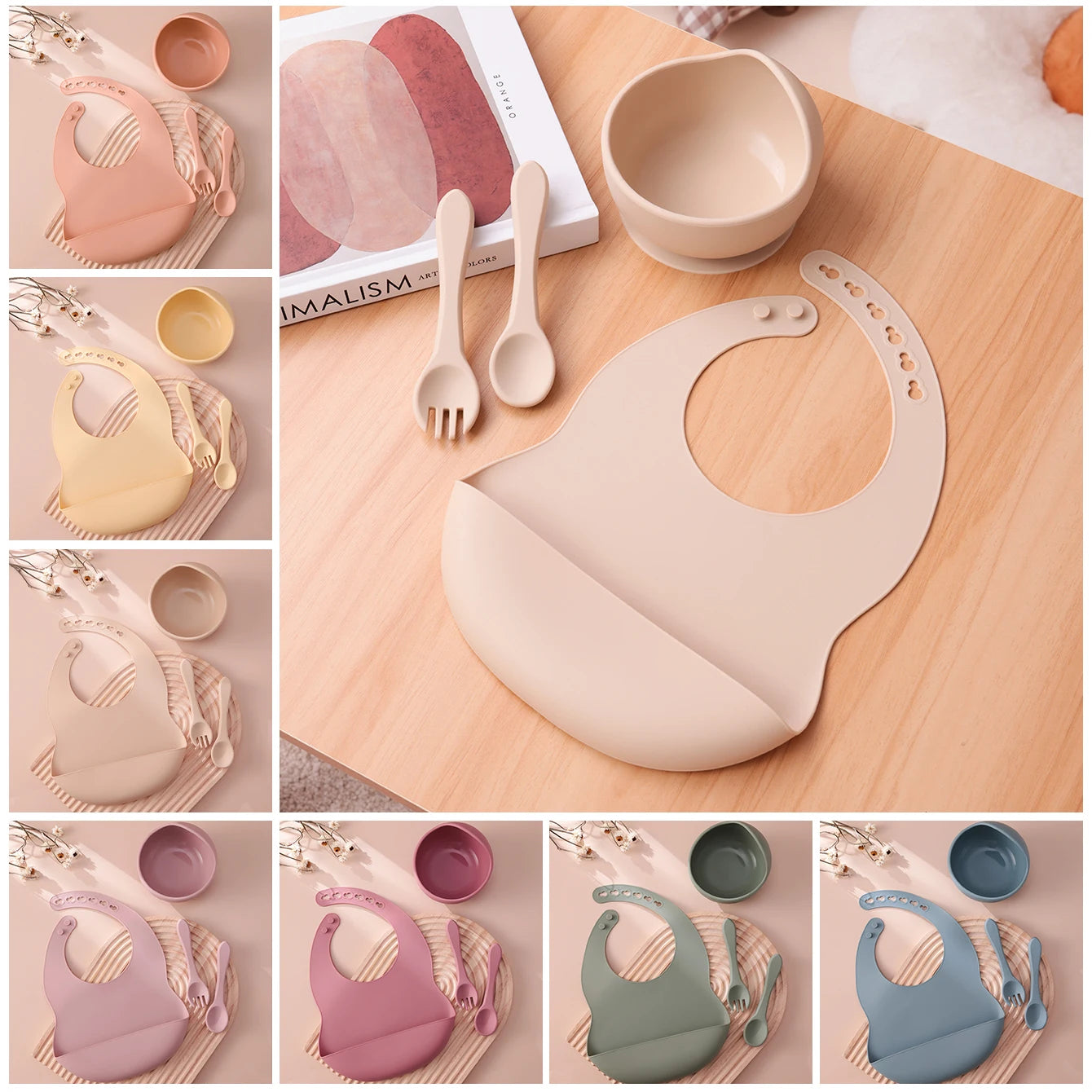 Bib and bowl sets in many colors