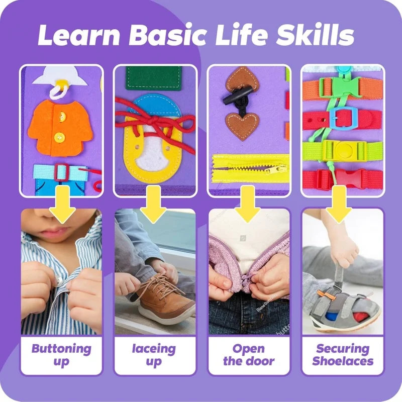 Purple Practical Life Skills Busy Book | Oliver & Company Montessori Toys