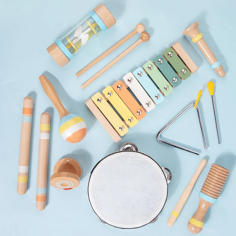 Wooden Percussion Instrument Set for Toddlers and Kids