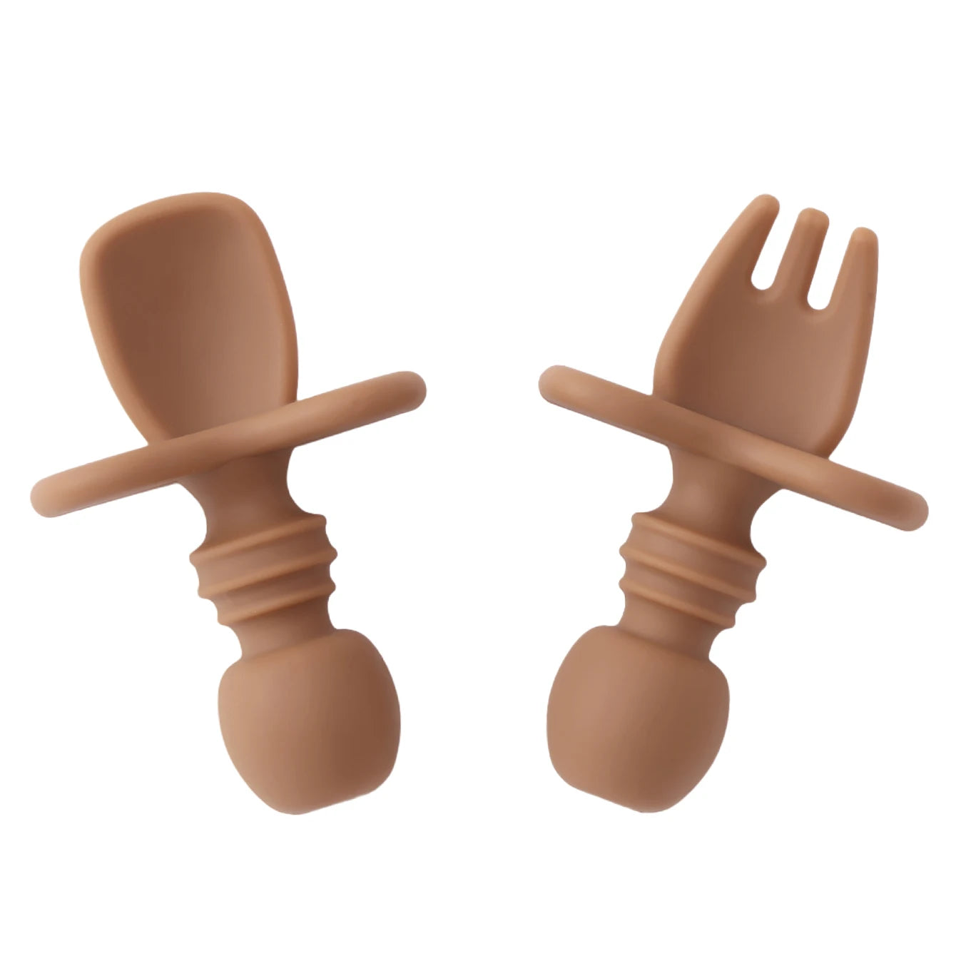 Clay silicone spoon and fork with choke guard