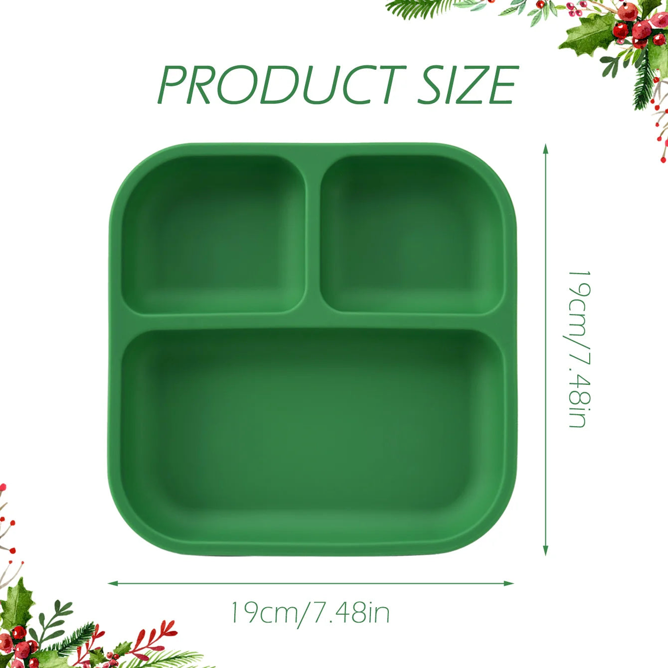 Square silicone divided plate size chart, 19 x 19 cm