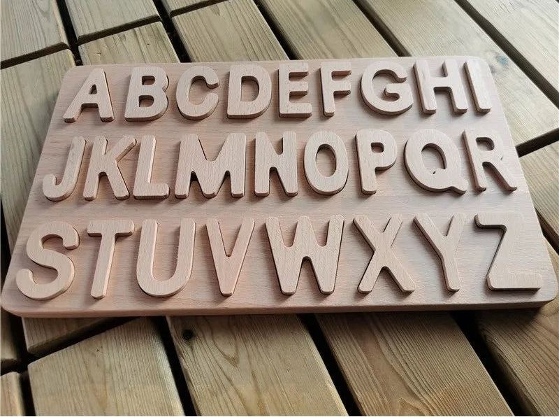 Montessori Wooden Alphabet & Number Puzzle Boards | Oliver & Company Montessori Toys