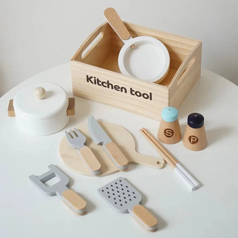 Pretend Play Food Toys | Food Accessories in Wooden Crates