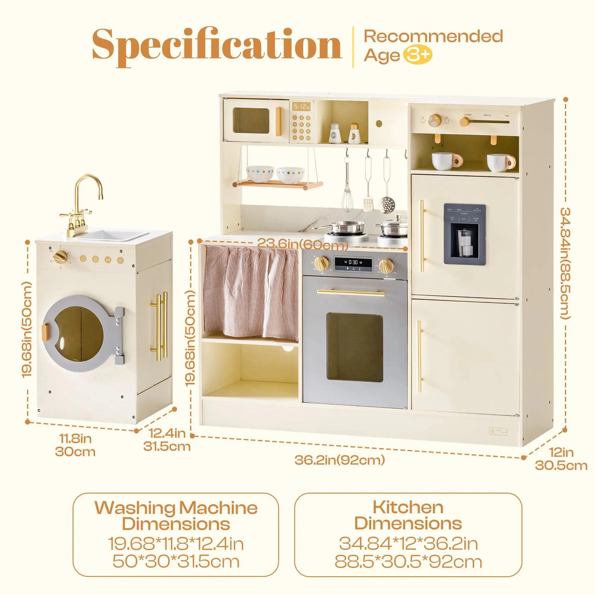 Corner Play Kitchen with Washing Machine