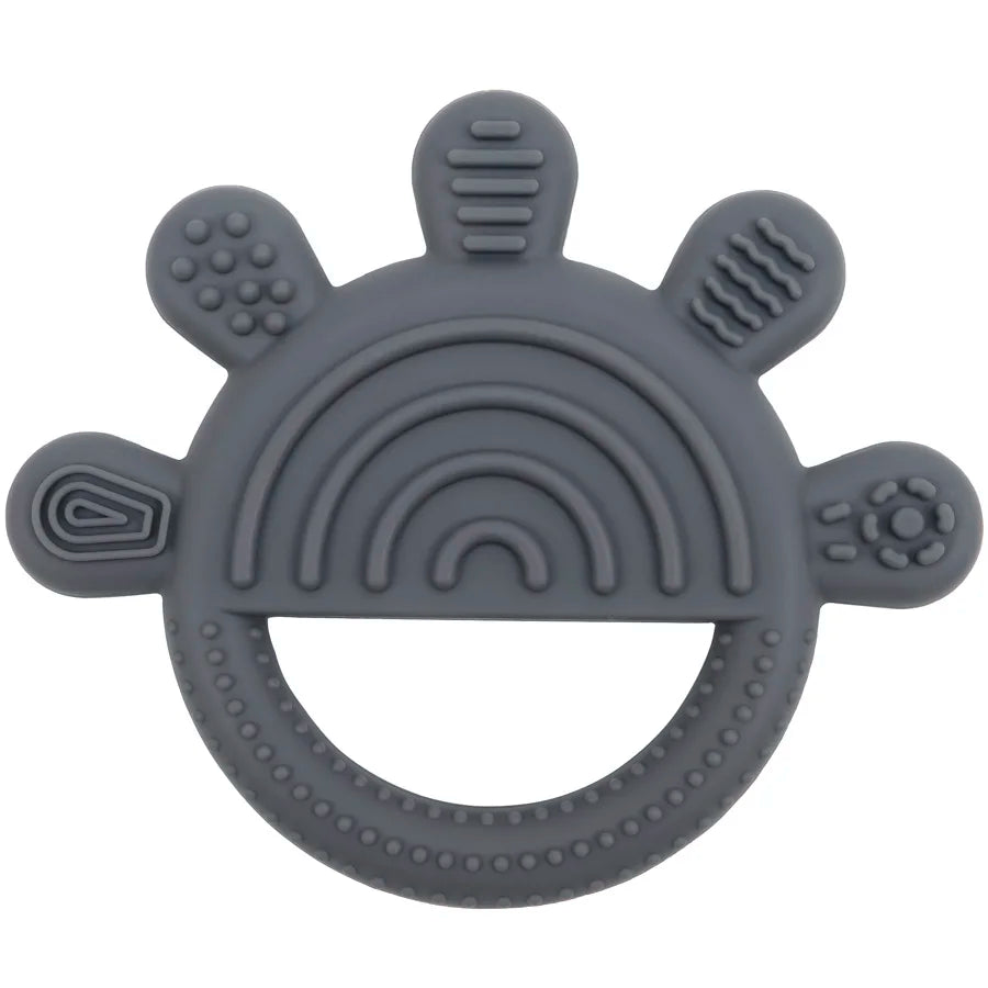 Charcoal rainbow sun silicone teether