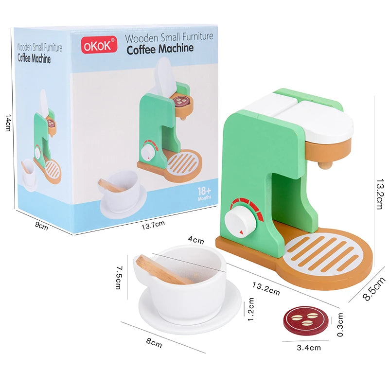 Green Wooden Kitchen Appliance Pretend Play Set for Kids