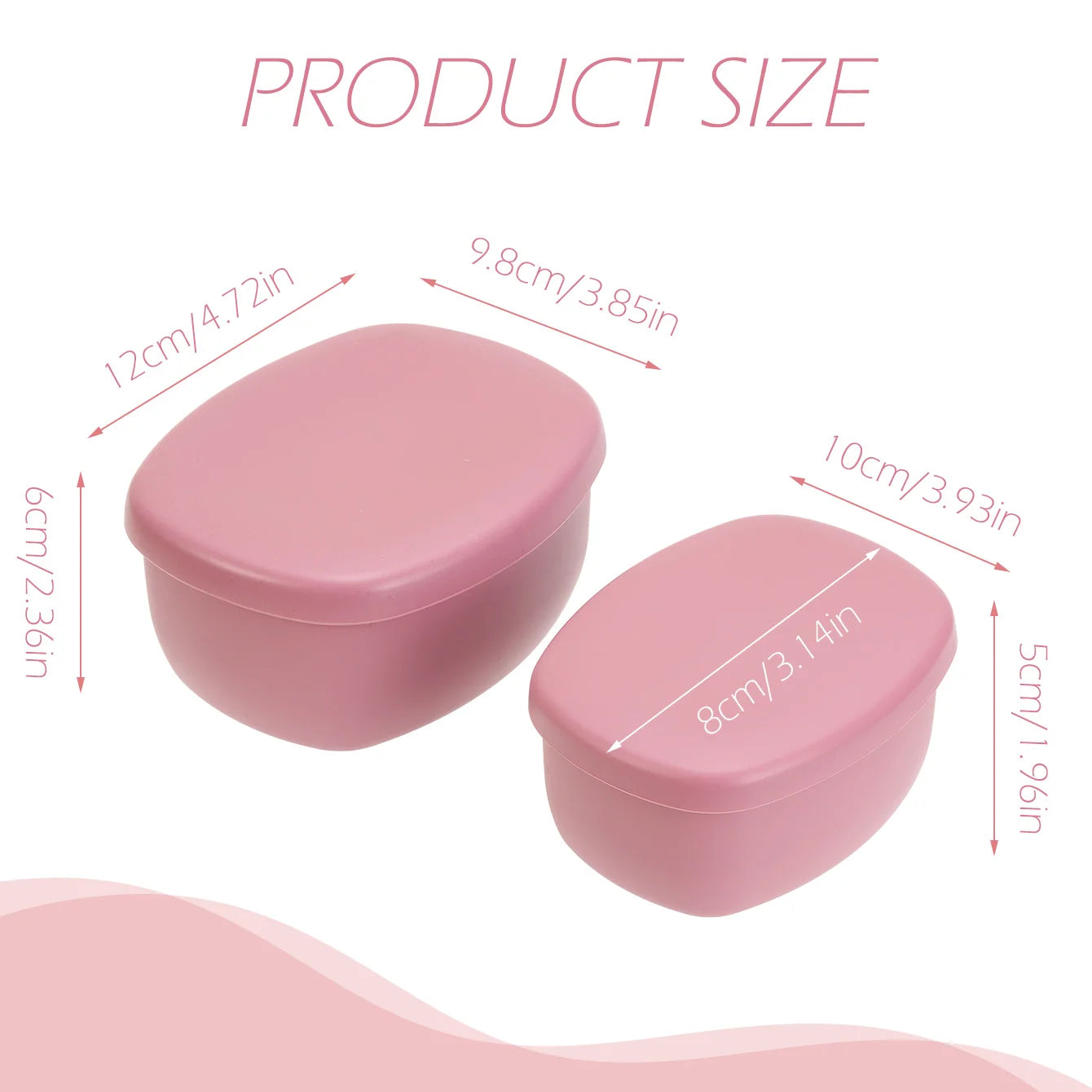 Large container 12 x 9.8 x 6cm and small container 10 x 8 x 5cm