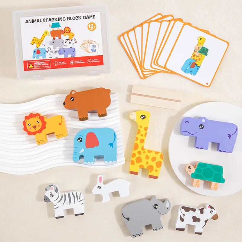 Wooden Animal Stacking Block Game