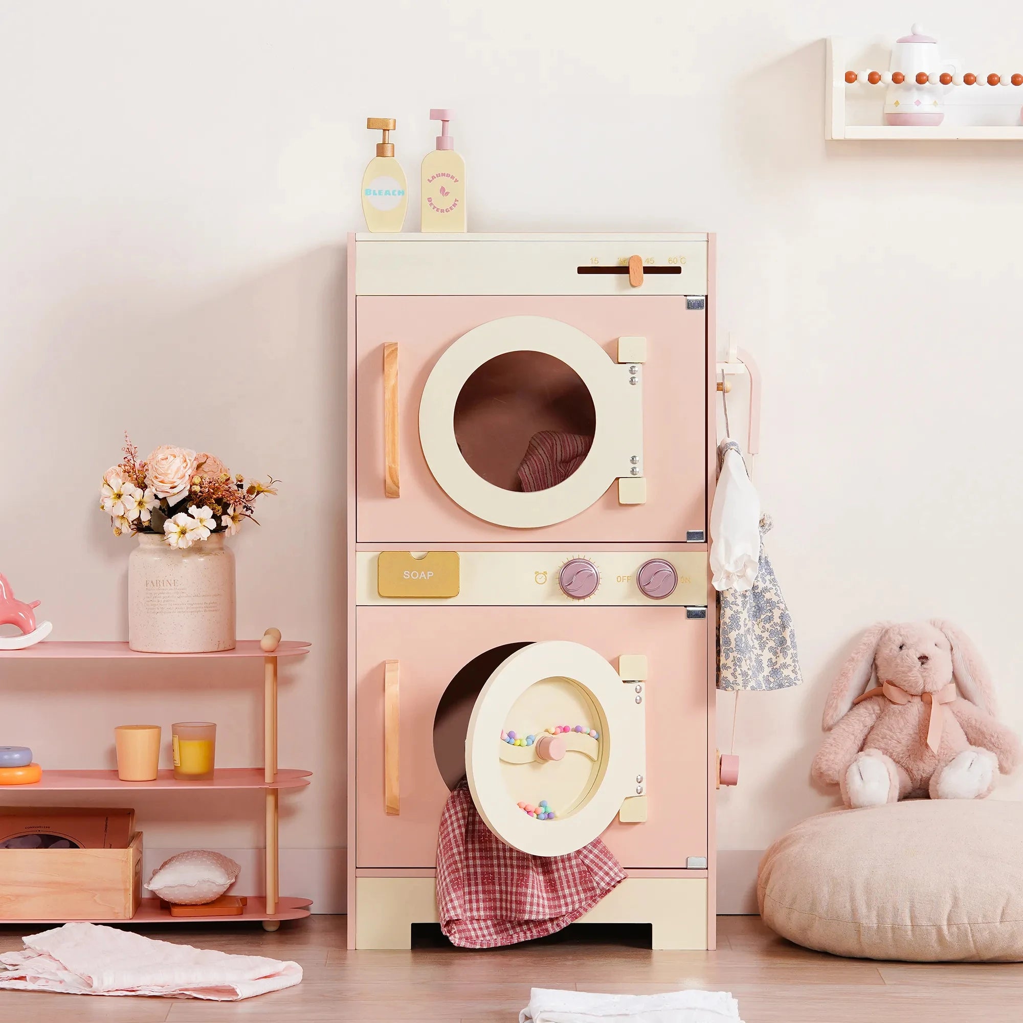 Complete Pink Wooden Kitchen Play Set