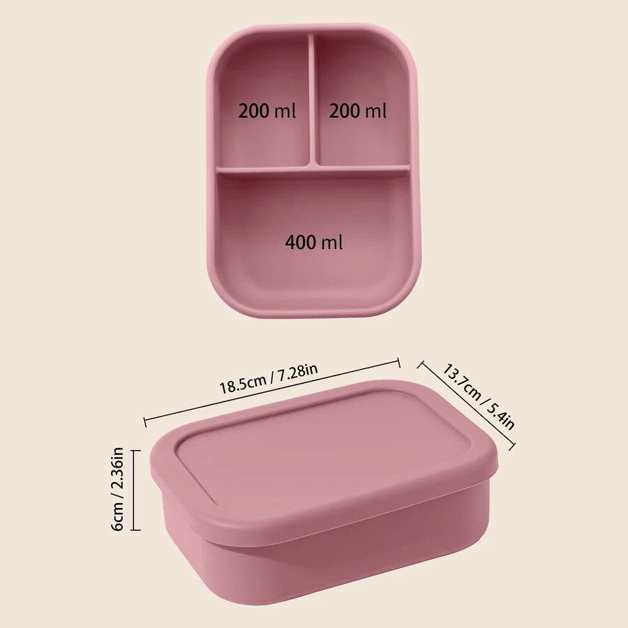 Bento box 18.5 x 13.5cm with 200ml, 200ml and 400ml sections