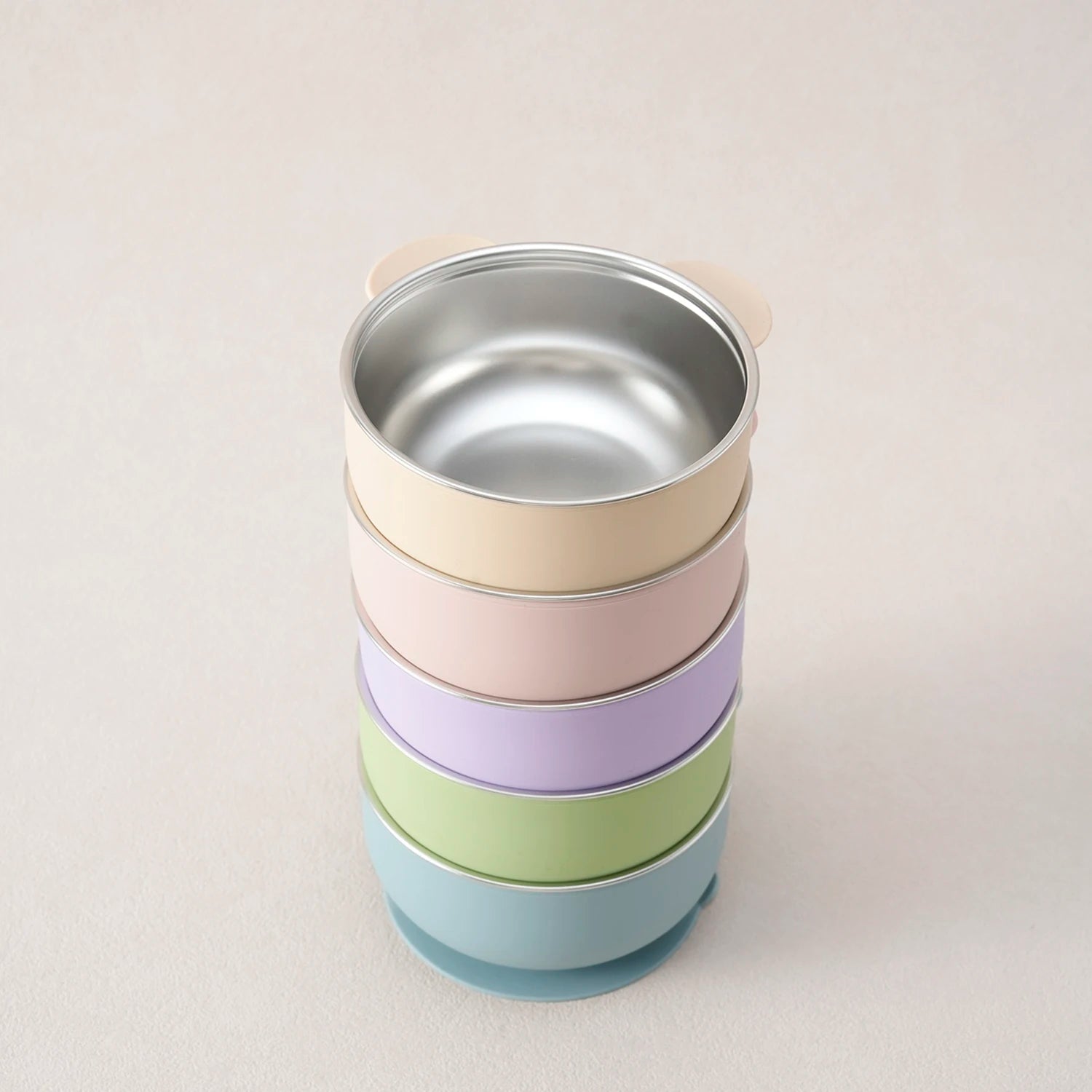 Bear Shaped Stainless Steel Silicone Suction Bowl | Oliver & Company Montessori Toys