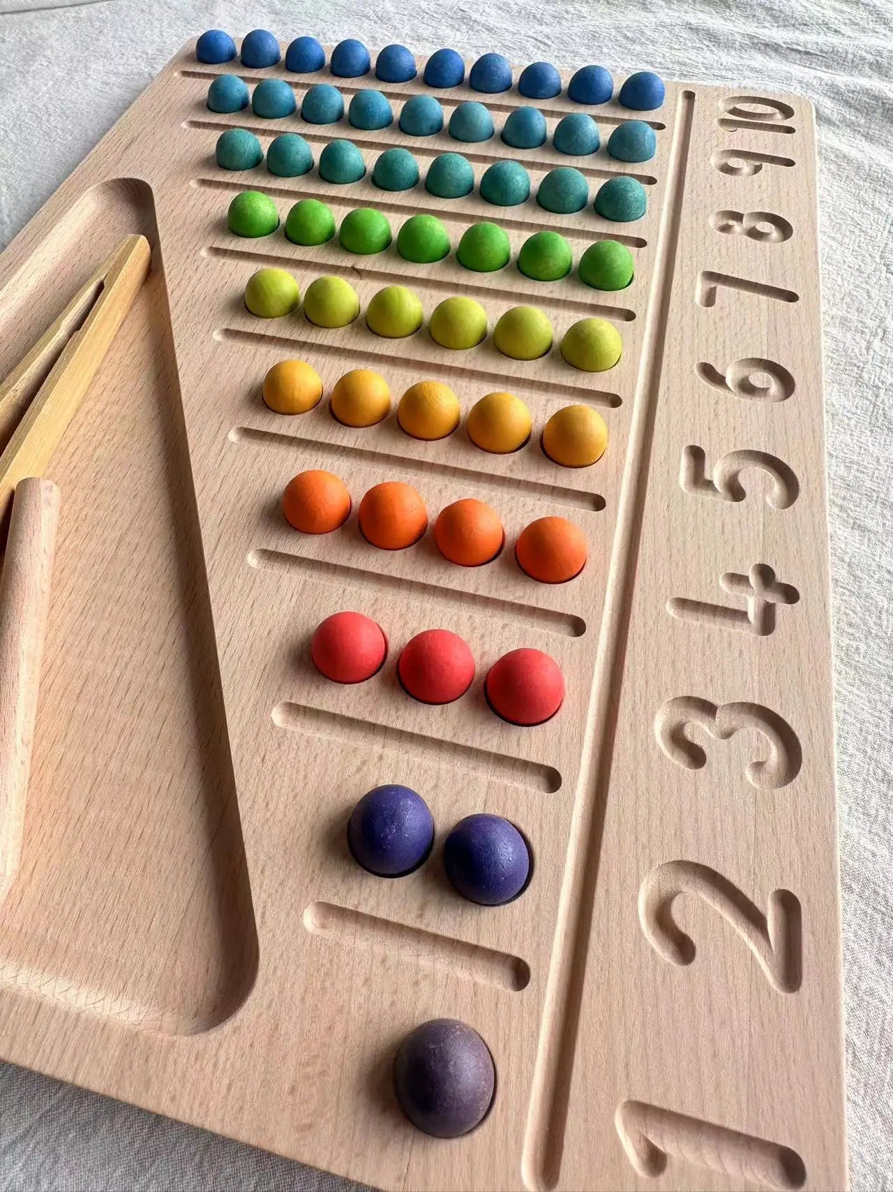 Wooden 100 Peg Board with Beads, Alphabets, and Numbers