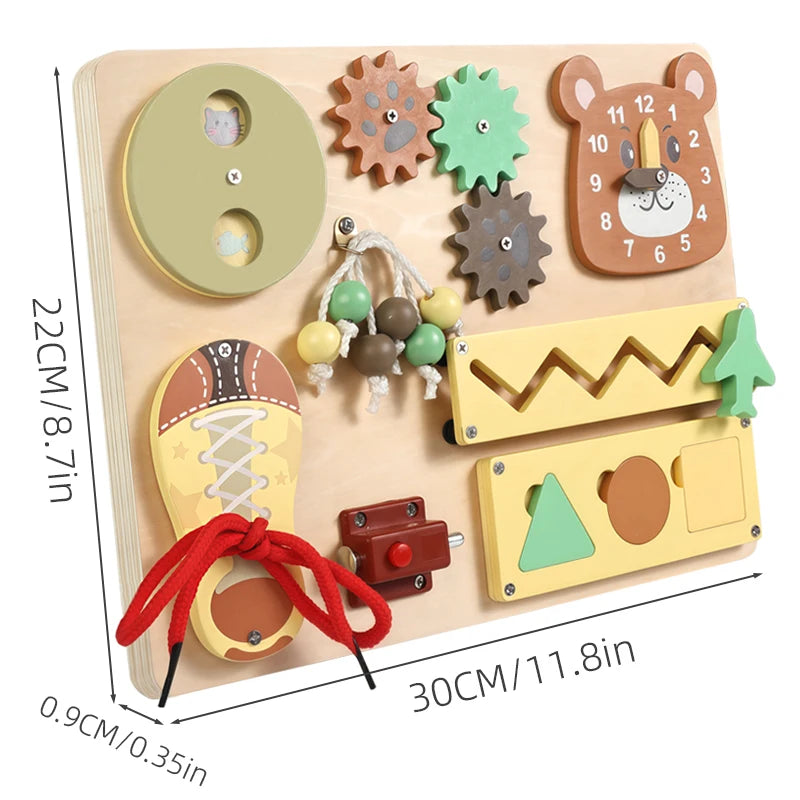 Wooden Bear Busy Board | Oliver & Company Montessori Toys