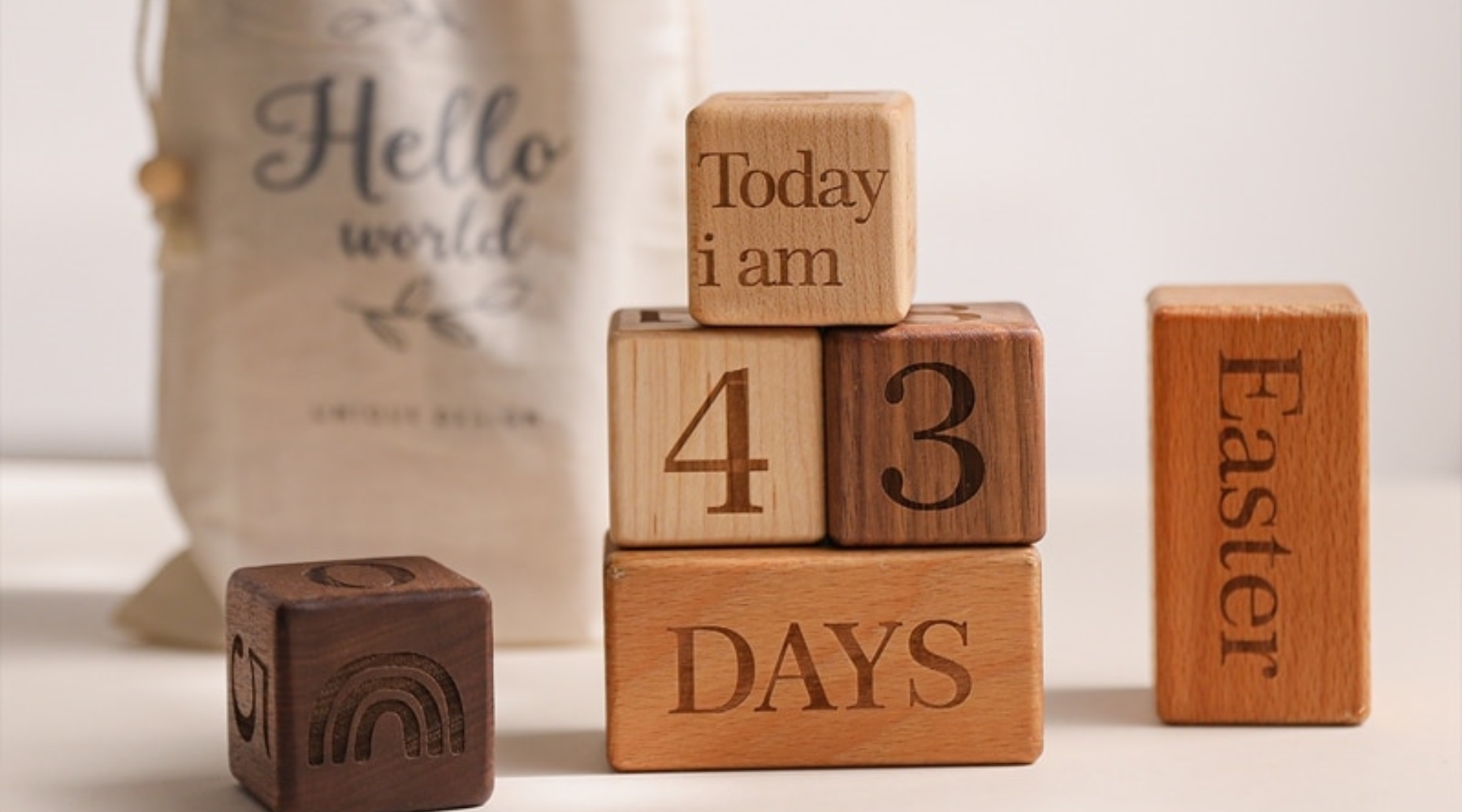 wooden Montessori milestone blocks