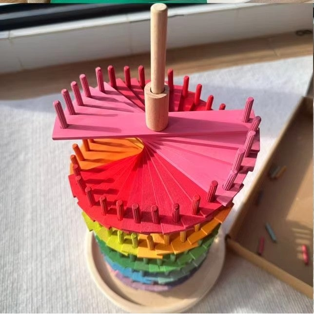 Wooden Marble Run Tower – Montessori Rainbow Spiral STEM Toy