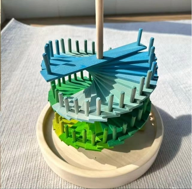 Wooden Marble Run Tower – Montessori Rainbow Spiral STEM Toy