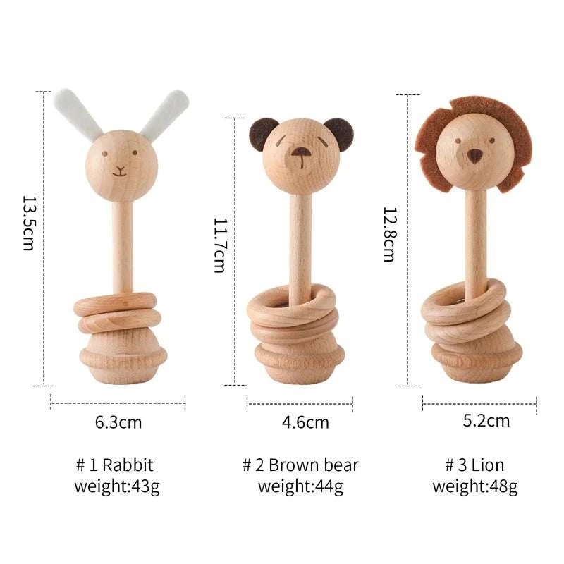 Baby Wooden Character Rattles - Oliver & Company Montessori Toys