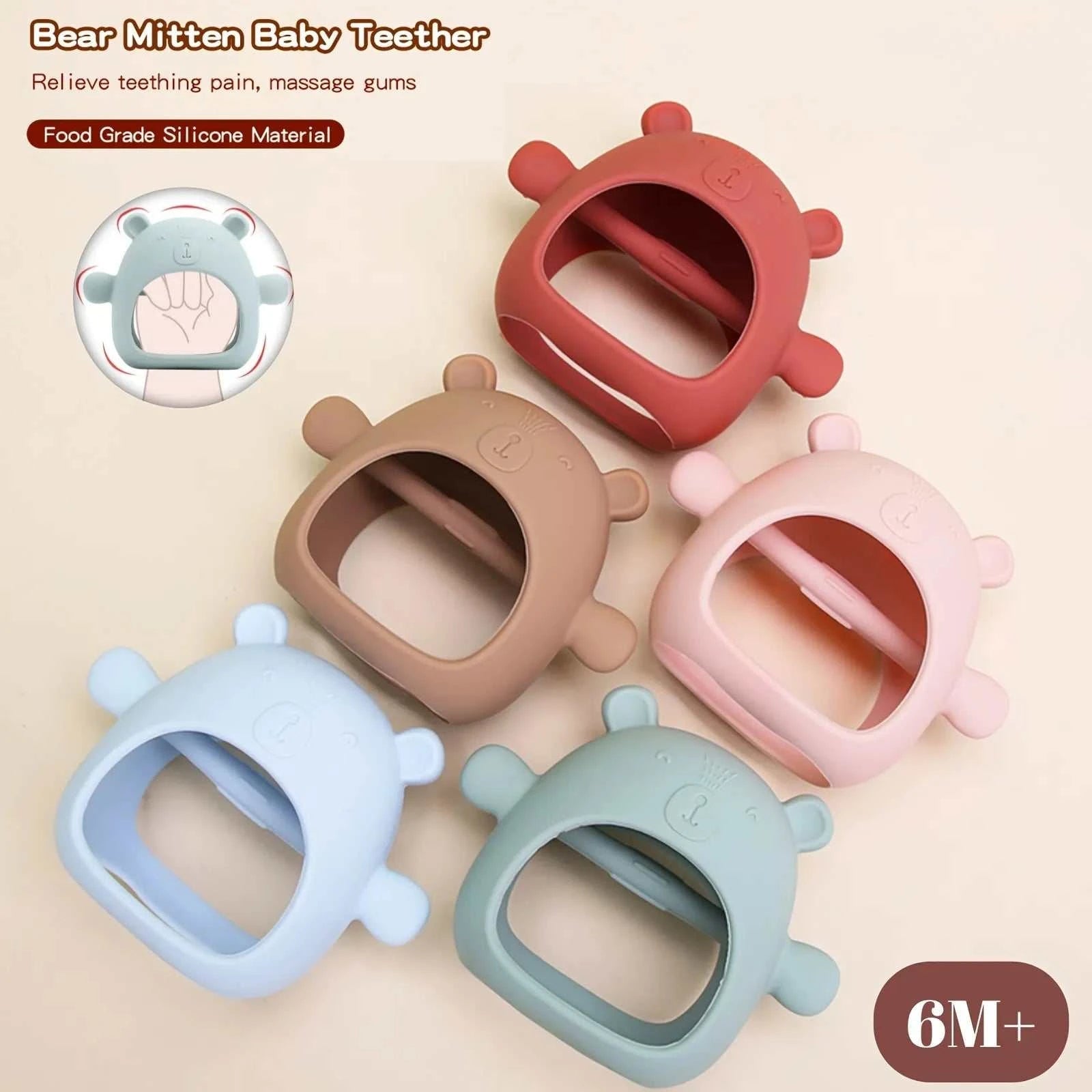 Bear Silicone Teethers for Baby featuring bear-shaped designs, ideal for soothing sore gums during teething with safe, soft silicone. Perfect for infants' oral development.